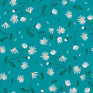 Seamless pattern with meadow flowers Stock Illustration