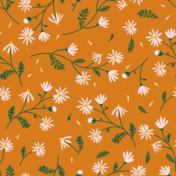 Seamless pattern with meadow flowers Stock Illustration