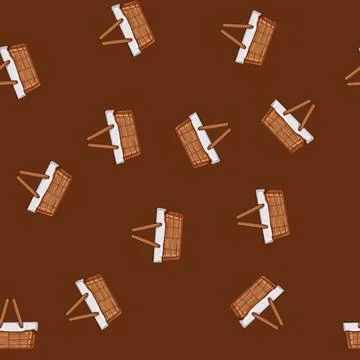 Seamless pattern meal picnic basket cartoon vector Illustrazione stock