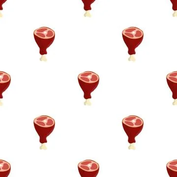 Seamless pattern with meat icon on white background. Thigh meat. Vector. Stock Illustration