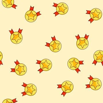 Seamless pattern medal star badge cartoon vector Stockillustratie