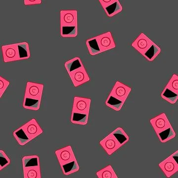 Seamless pattern media mp3 player cartoon vector Stockillustratie