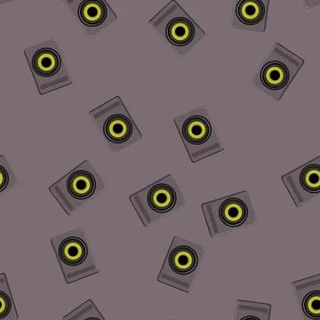 Seamless pattern media studio sound monitor cartoon vector Stock Illustration