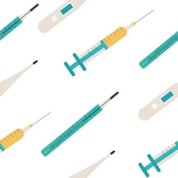 Seamless pattern of medical devices. Vector illustration on a white backgroun Stock Illustration