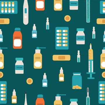 Seamless pattern of medical devices. Vector illustration Illustrazione stock