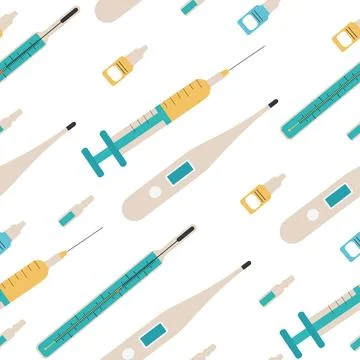 Seamless pattern of medical devices. Vector illustration on a white backgroun Stock Illustration