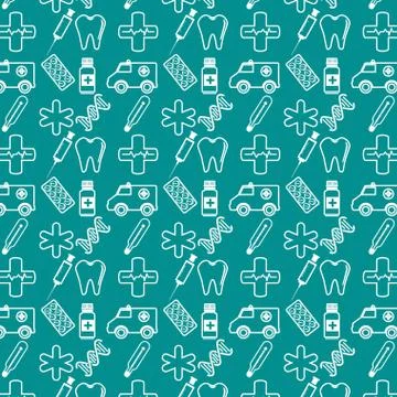Seamless pattern with medical elements Illustrazione stock