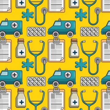 Seamless pattern with medical elements Illustrazione stock