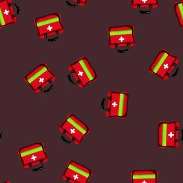 Seamless pattern medical first aid kit cartoon vector イラスト素材