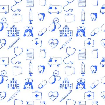 Seamless pattern-medical items Stock Illustration