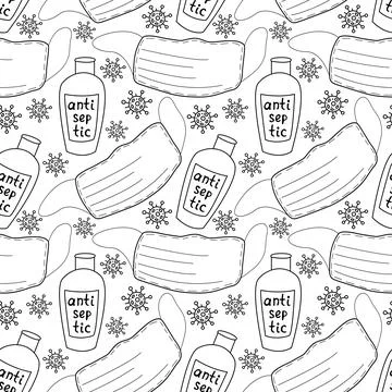 Seamless pattern with medical personal protective equipment against coronavir Stock-Illustration
