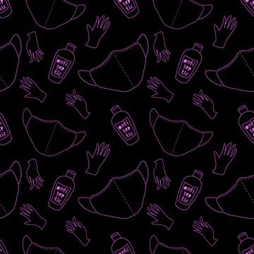 Seamless pattern with Medical personal protective equipment against coronavir Stock Illustration