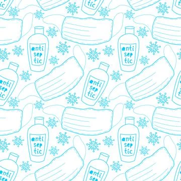 Seamless pattern with medical personal protective equipment against coronavir Stock Illustration