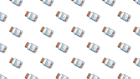 Seamless pattern of medical pill bottles Clean flat illustration Stock Footage 326951947