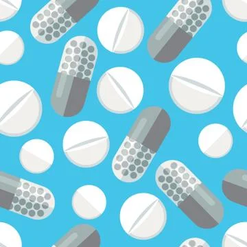 Seamless Pattern with Medical Pills Stock Illustration