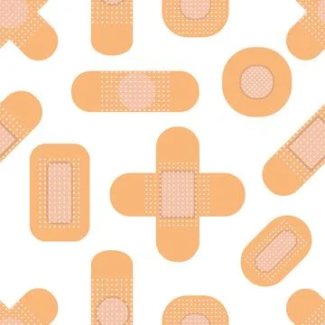 Seamless pattern with medical plasters Stock Illustration
