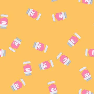 Seamless pattern medical vitamin capsule cartoon vector Stock Illustration