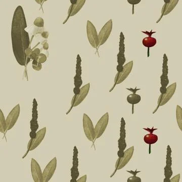 Seamless pattern with medicinal plants. Stock Illustration