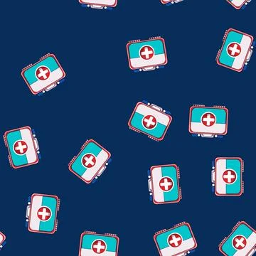 Seamless pattern medicine first aid kit cartoon vector イラスト素材