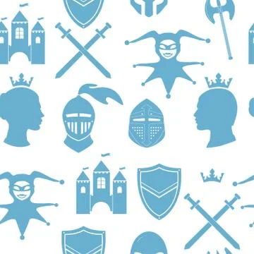 Seamless pattern with medieval icons Stock Illustration