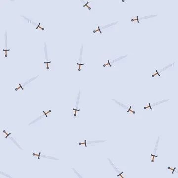 Seamless pattern medieval sword knight cartoon vector Stock Illustration