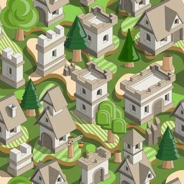 Seamless pattern with a medieval theme. Stock Illustration