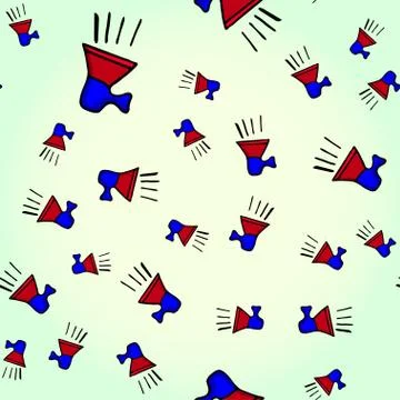 Seamless pattern. Megaphone doodle illustration, hand drawn loudspeaker icon. Stock Illustration