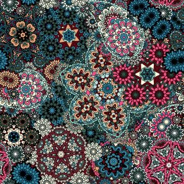 Seamless pattern with mehendi elements. Paisley indian vector illustration. Blue Illustrazione stock