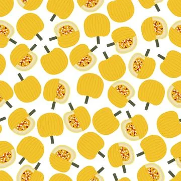 Seamless pattern Mellow Yellow Pumpkin. Flat Illustrazione stock
