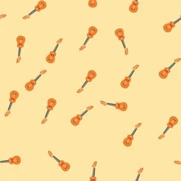 Seamless pattern melody ukulele cartoon vector 스톡 일러스트