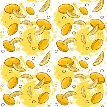 Seamless Pattern Melon Fruits Summer Ornament Background イラスト素材