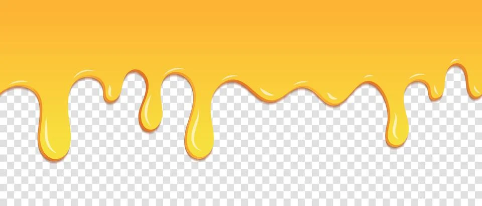 Seamless pattern of melted honey dripping. Dessert background with melted h.. Illustrazione stock