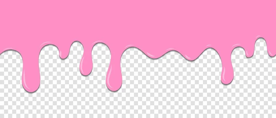 Seamless pattern of melted strawberry pink cream dripping. Dessert backgrou.. Stock Illustration