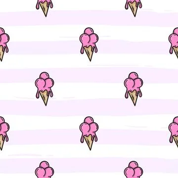 Seamless pattern with melting ice cream Stock Illustration