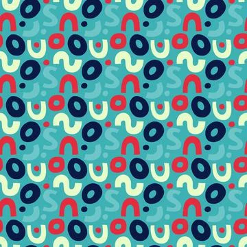 Seamless pattern in memphis style of green natural color. Stock Illustration