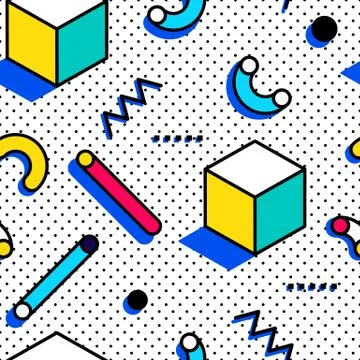 Seamless pattern in Memphis style イラスト素材