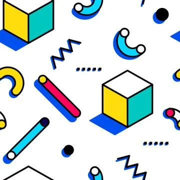 Seamless pattern in Memphis style Stock Illustration