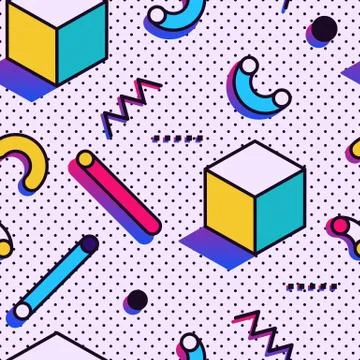 Seamless pattern in Memphis style イラスト素材