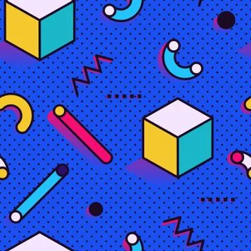 Seamless pattern in Memphis style イラスト素材