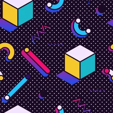 Seamless pattern in Memphis style 库存插图