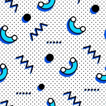 Seamless pattern in Memphis style Stock Illustration