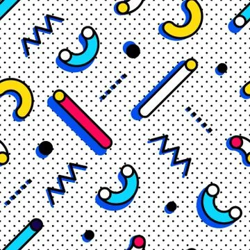Seamless pattern in Memphis style Stock Illustration