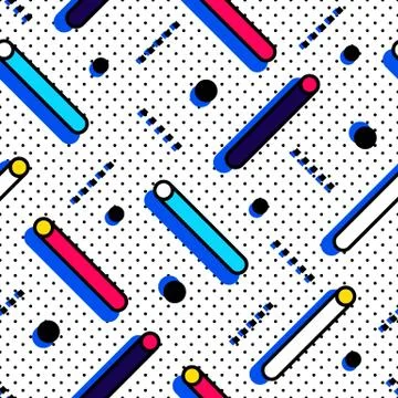Seamless pattern in Memphis style Stock Illustration