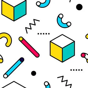 Seamless pattern in Memphis style Stock Illustration