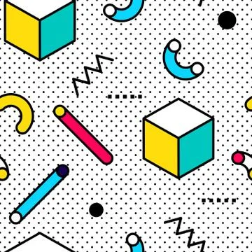 Seamless pattern in Memphis style Stock Illustration