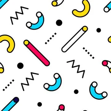 Seamless pattern in Memphis style Stock Illustration