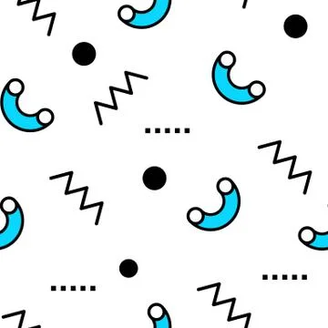 Seamless pattern in Memphis style Stock Illustration