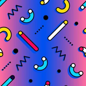 Seamless pattern in Memphis style Stock Illustration