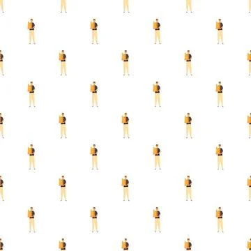 Seamless pattern with men carrying delivery boxes Stock Illustration