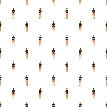 Seamless pattern of men with folded arms Stock Illustration